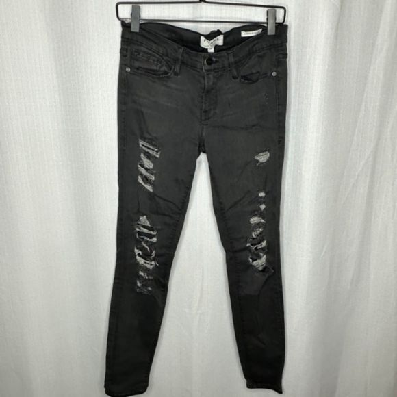 Frame Gray Ripped Leg Le Skinny‎ de Jeanne Jeans - Picture 1 of 4